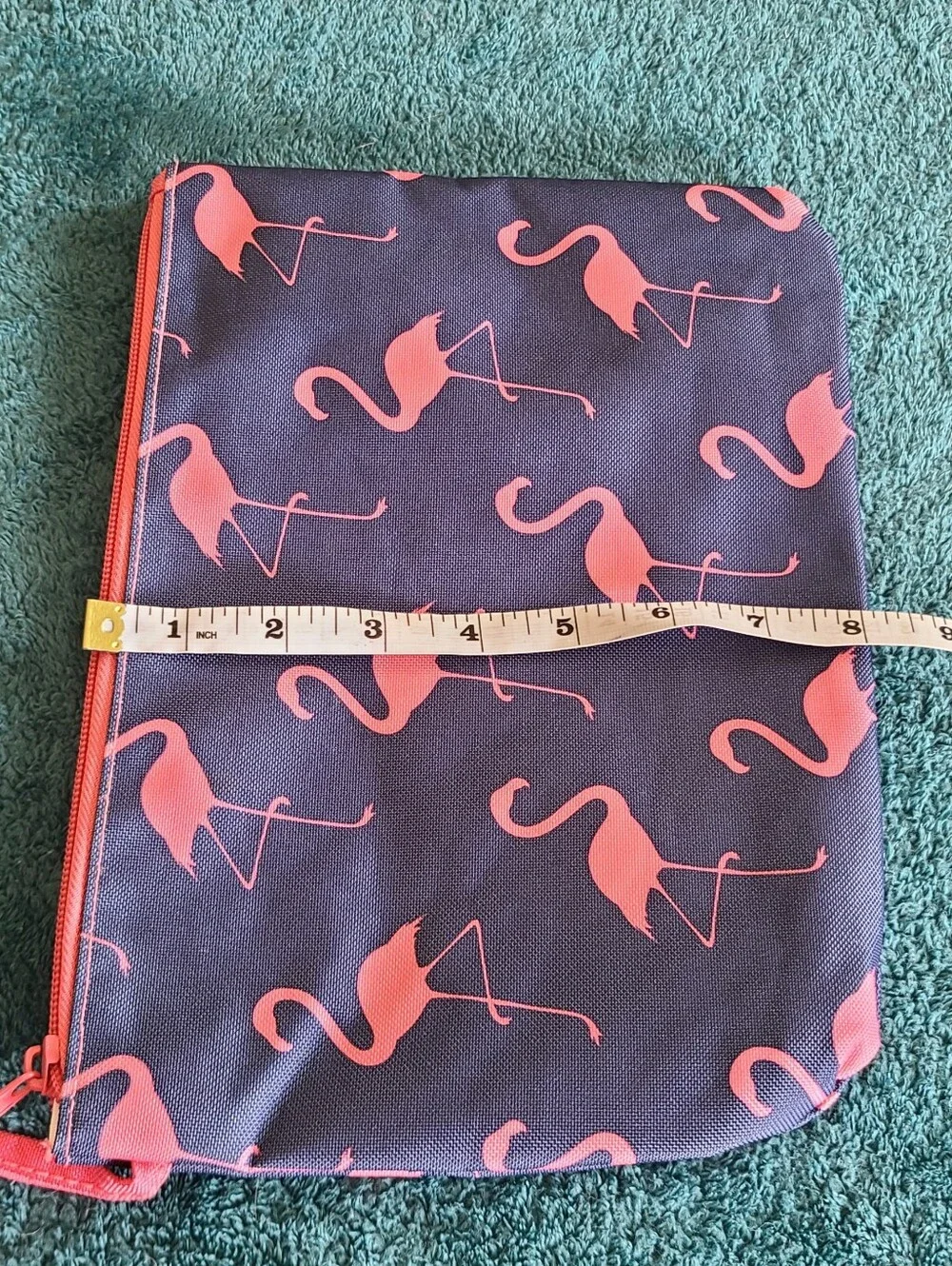 Pink Flamingo Print Wristlet In Navy and Pink